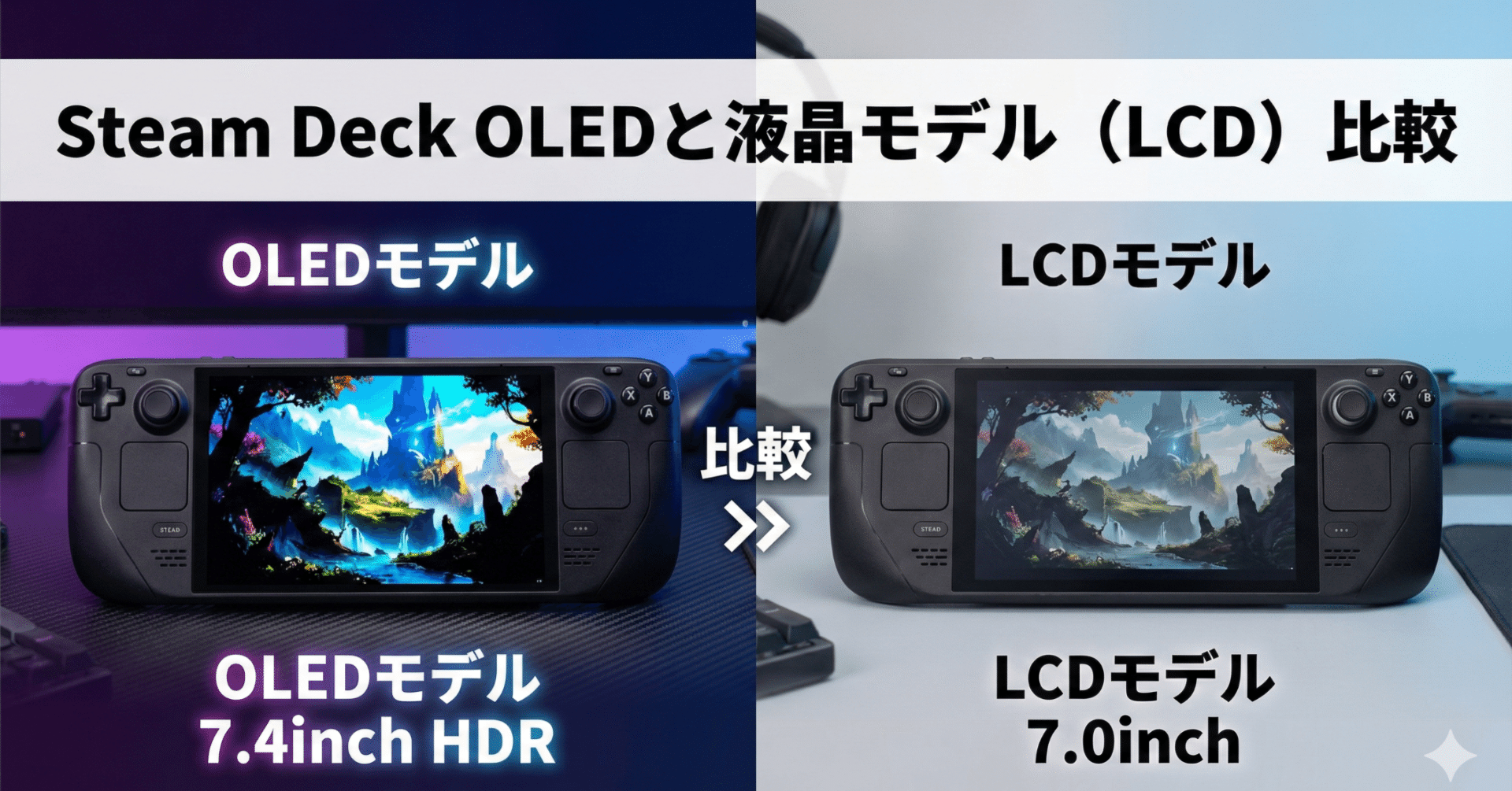 Steam Deck OLEDと液晶モデルを比較！LCDで十分なのかOLEDと液晶モデル