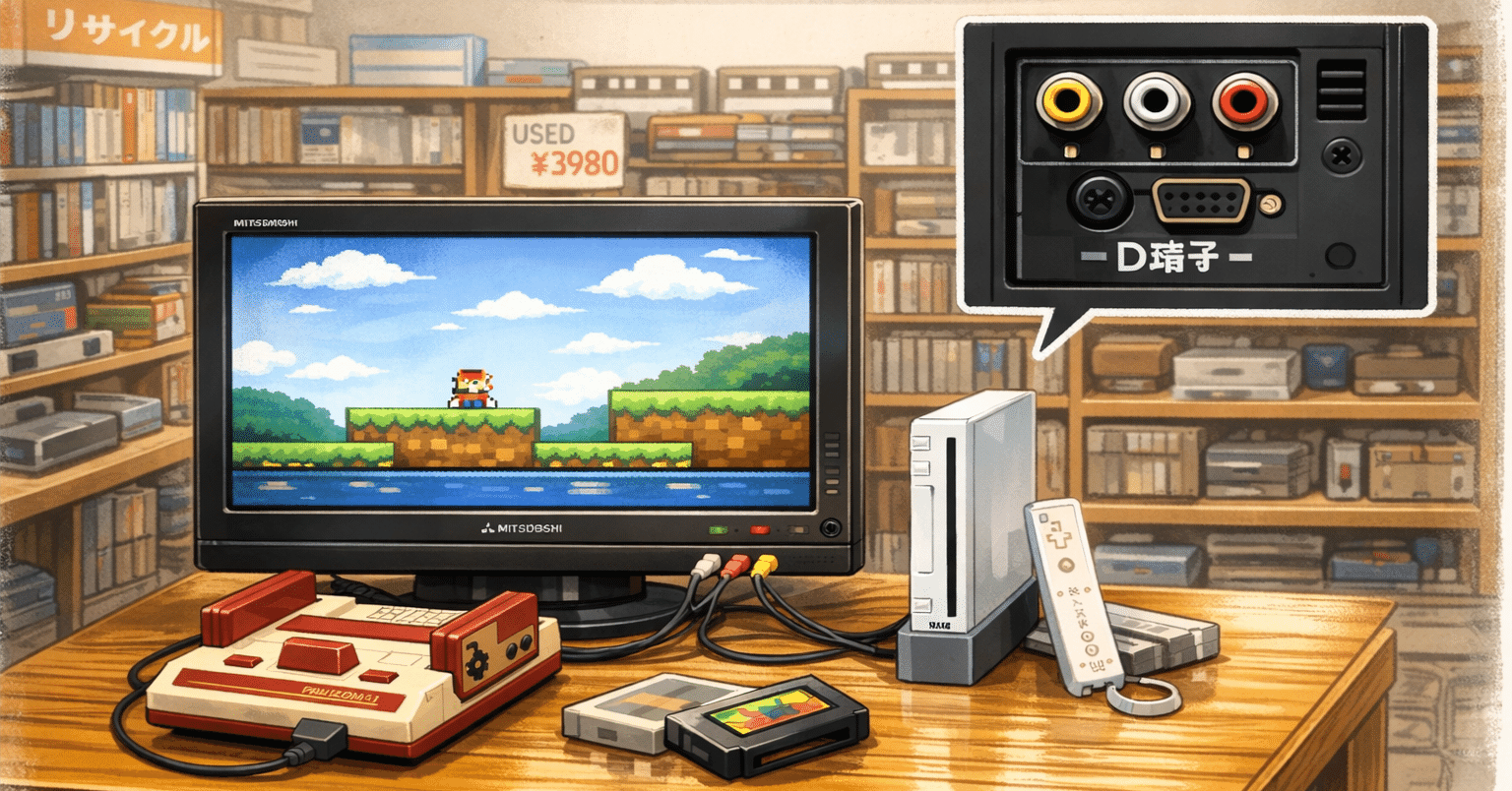 昔のレトロゲームのために、ビデオ入力付き液晶テレビを探した話（三菱