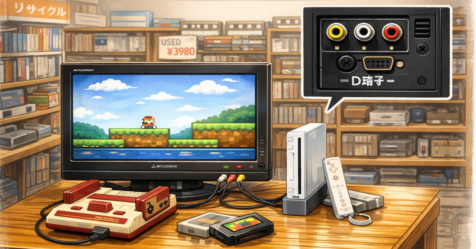 昔のレトロゲームのために、ビデオ入力付き液晶テレビを探した話（三菱