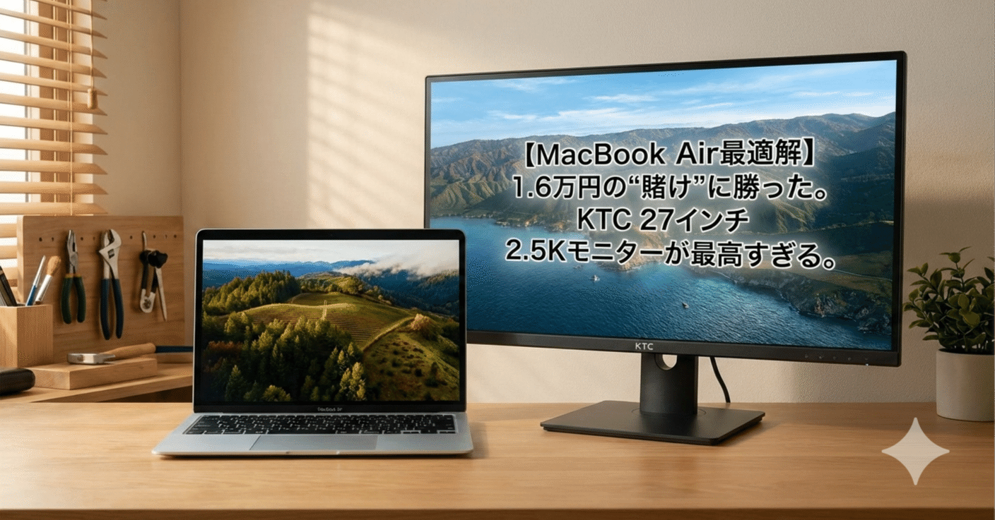 MacBook Air モニター付 Macbook Airと使う【神コスパ】1.6万円の2.5K27インチモニターを買って