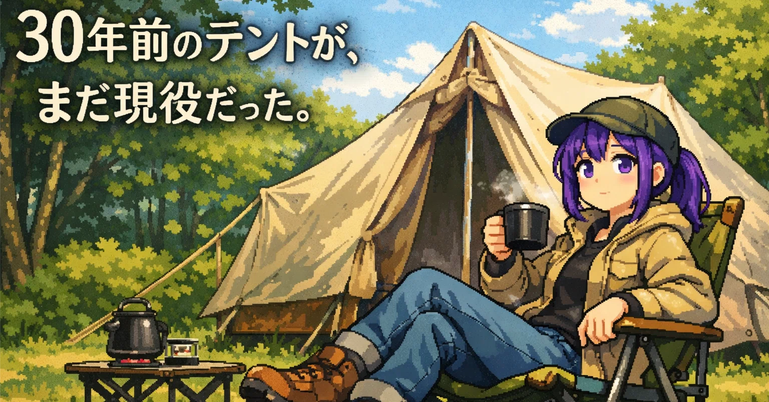 幻のビンテージテント　ライオンテント TENT TYPE 505 30年前のロッジ型テント。体育社TYPE505を張ってみたら普通に使えた