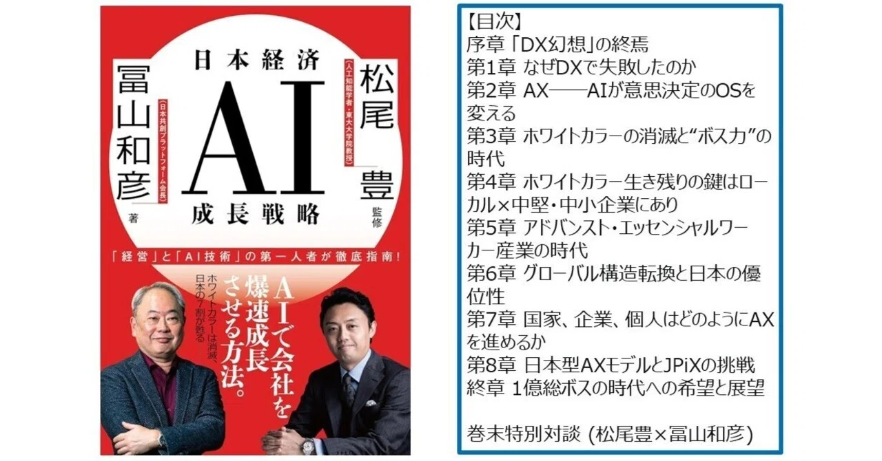 本の紹介28冊目:「日本経済AI成長戦略」冨山和彦、松尾豊（霞ヶ関の必