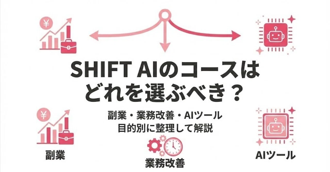 SHIFT AIのコースはどれを選ぶべき？副業・業務改善・AIツール目的別に 