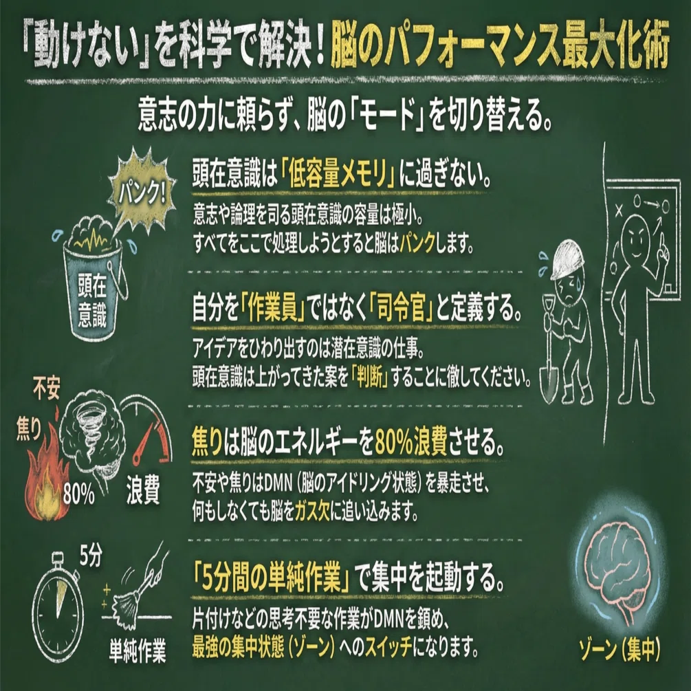 行動できない」焦りを消す技術。潜在意識を味方につける単純作業の魔法