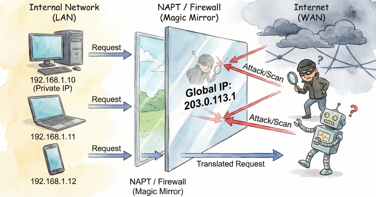 ネットワーク入門】NAPT（IPマスカレード）のセキュリティ効果とは