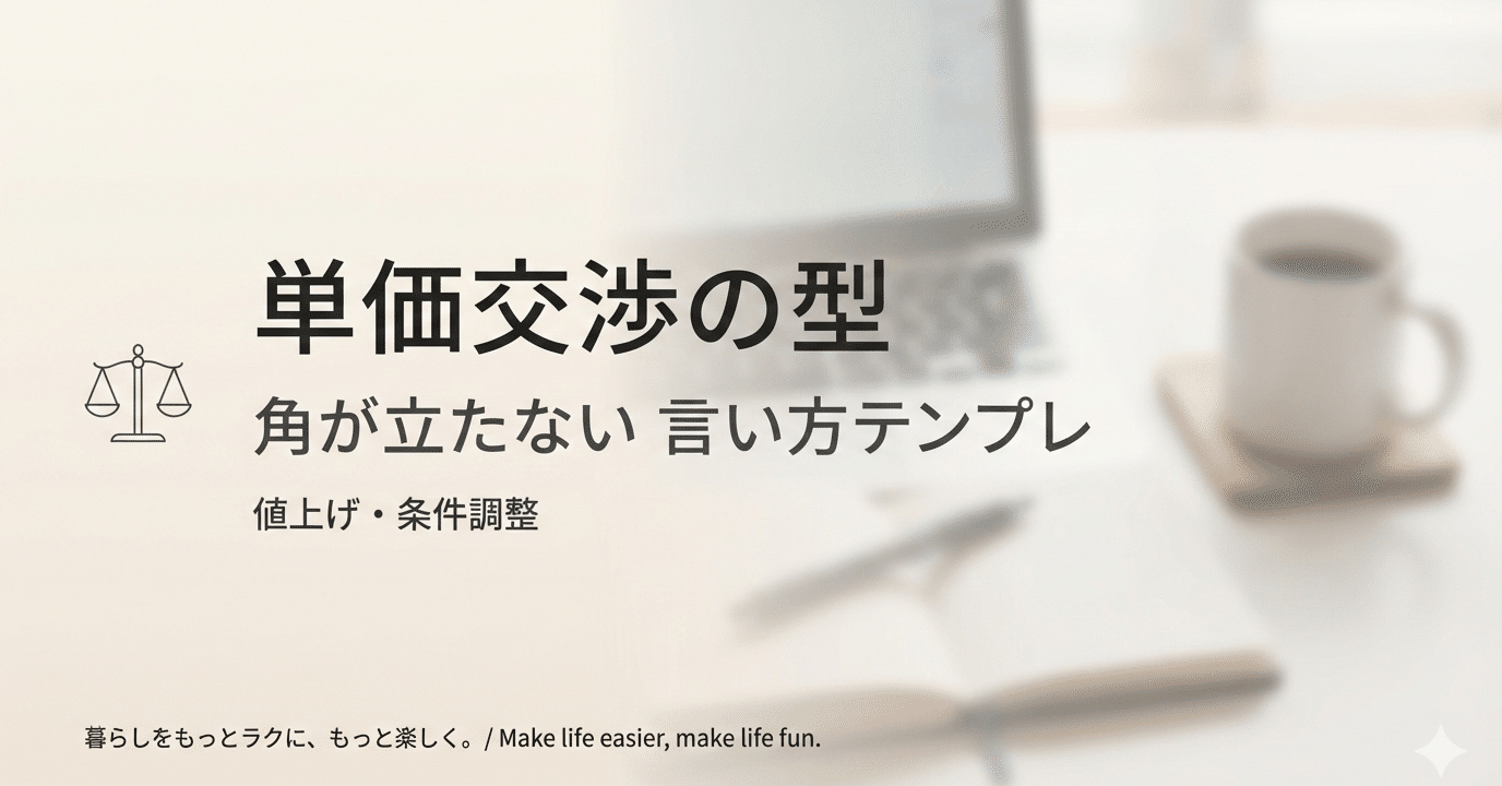 単価交渉の型｜角が立たない言い方テンプレ（値上げ・条件調整）｜みぎたけ