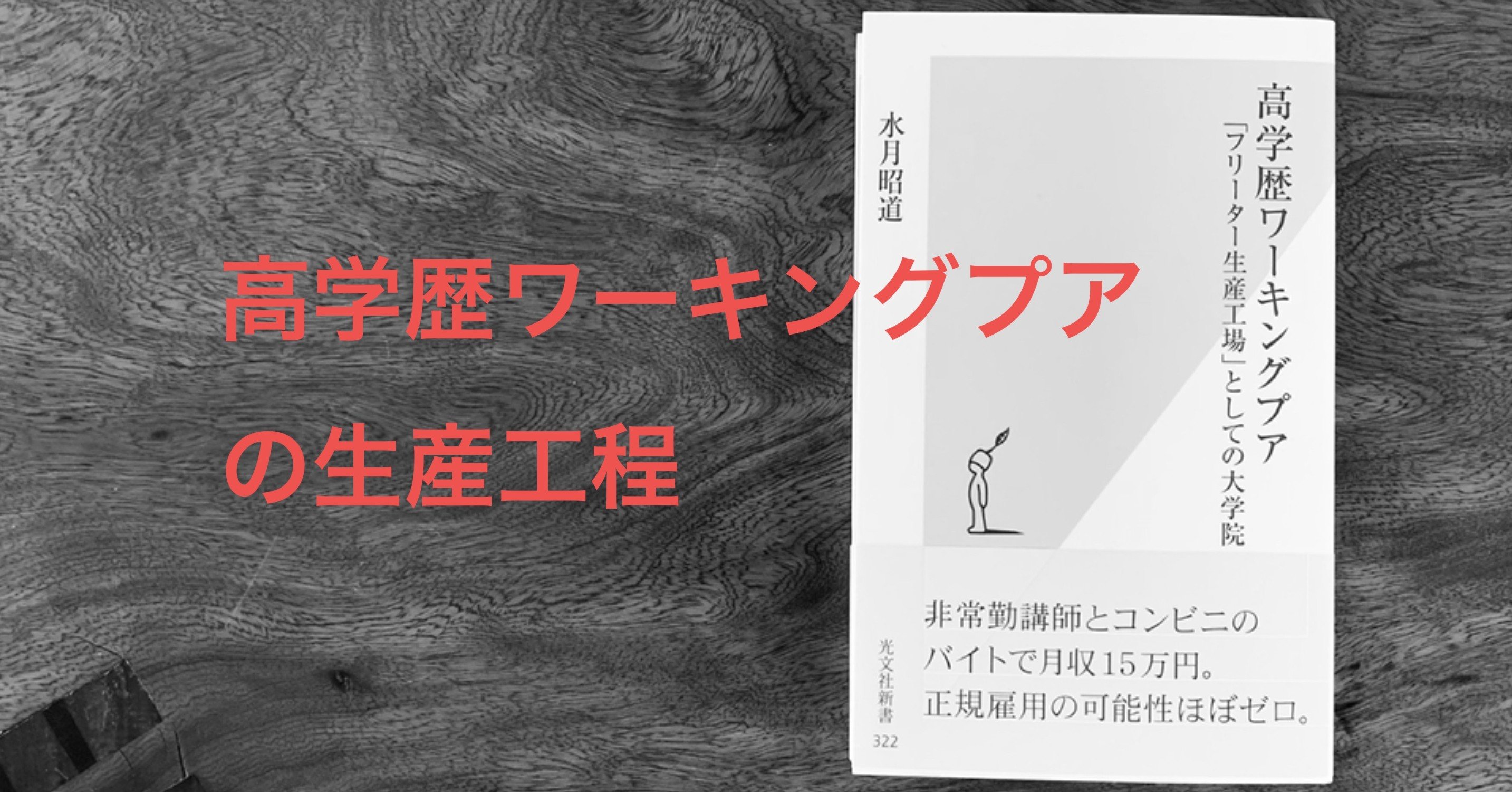 水月昭道著 高学歴ワーキングプア 全文公開 はじめに 第１章 高学歴ワーキングプアの生産工程 光文社新書