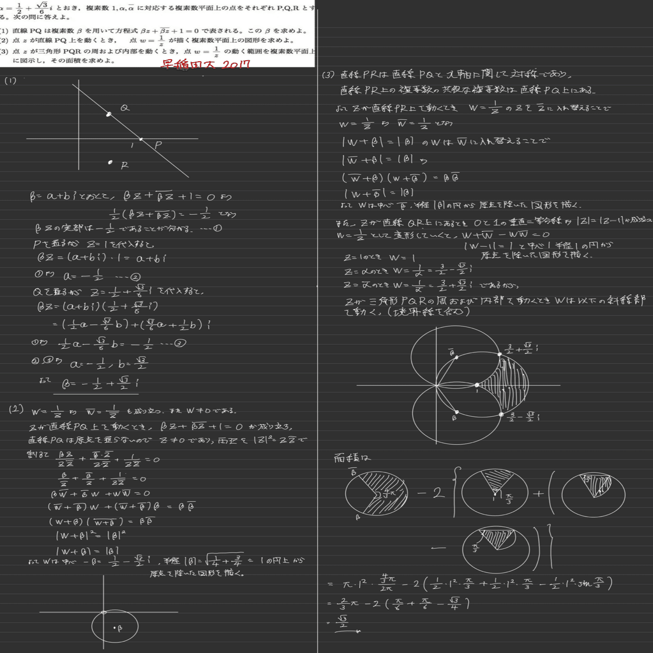 早稲田大2017 複素数平面の反転｜数学入試問題の背景