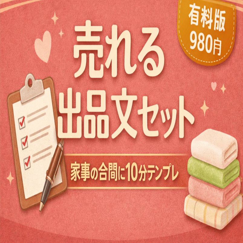 メルカリ出品文テンプレ&AIプロンプト集｜10分で出品完了（コピペOK
