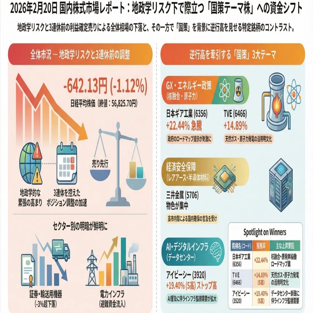 Domestic Stock Market Report for February 20, 2026｜きゅぷる｜AI