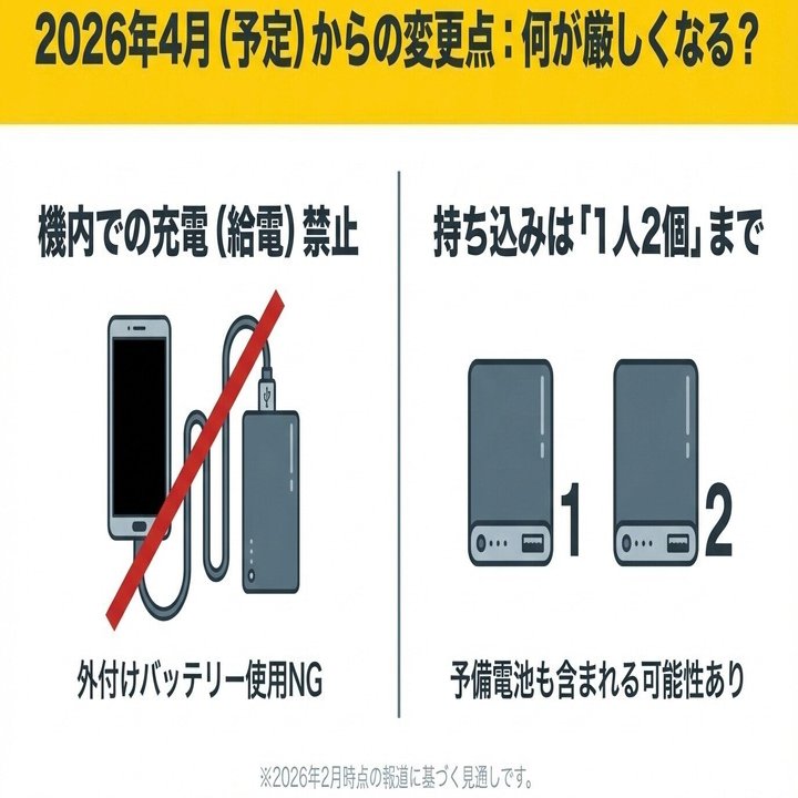 2026年4月〜予定】機内の“モバイルバッテリー”が厳格化？使えなくなる