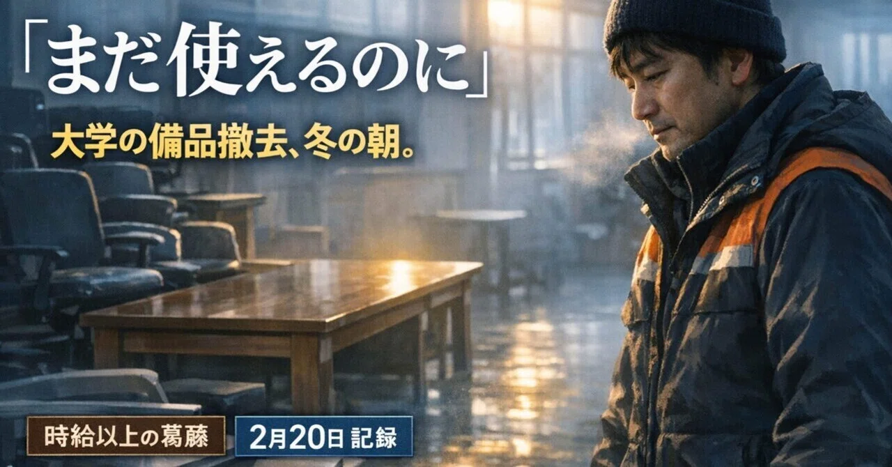 大学の施設撤去バイトで見えた、モノの行方と冬の朝の葛藤｜としゆき 【49歳未経験から海技士への挑戦】｜再起の途中