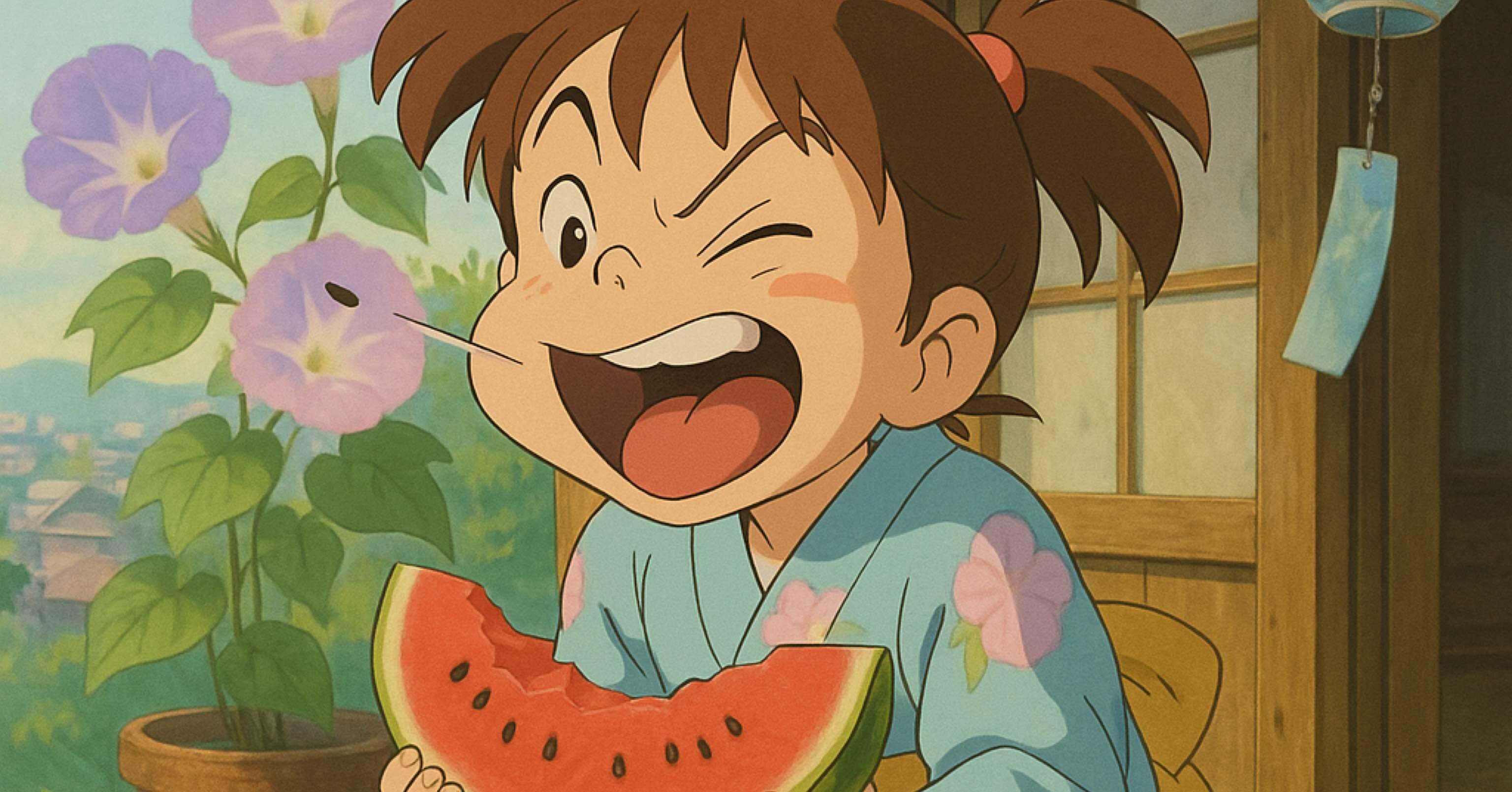 夏のスイカ、種のゆくえ｜おもにゃん