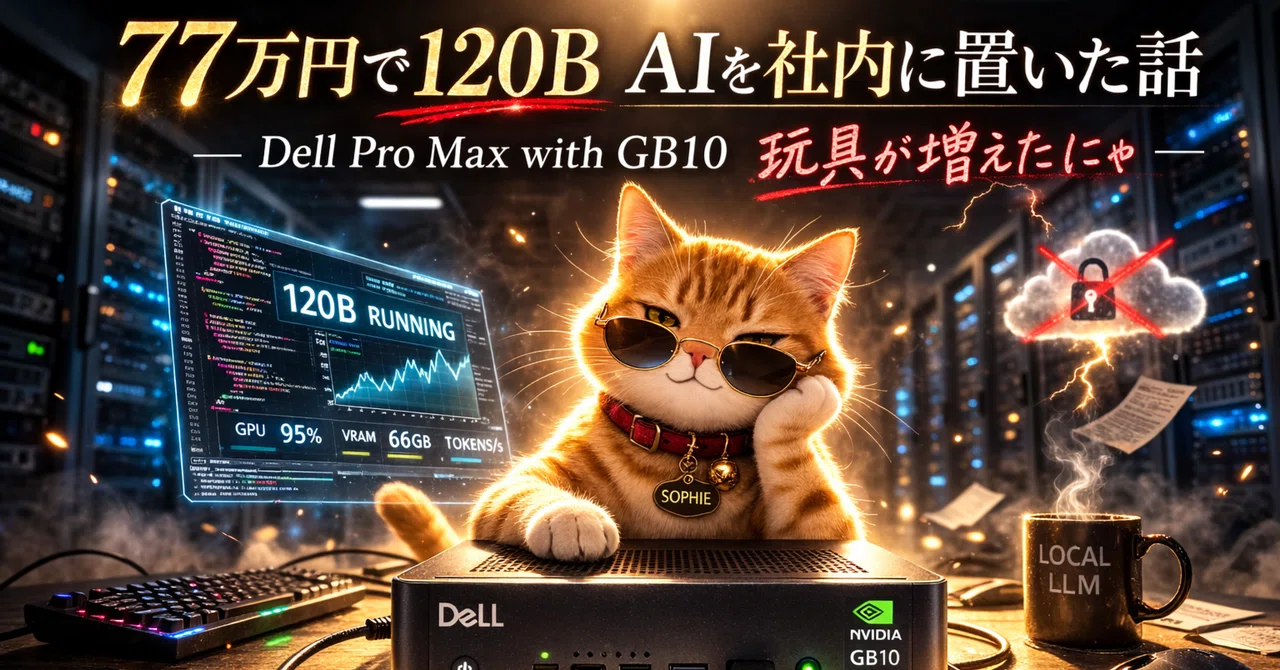 77万円で120B AIを社内に置いた話― Dell Pro Max with GB10 玩具が増えたにゃ ―｜709s