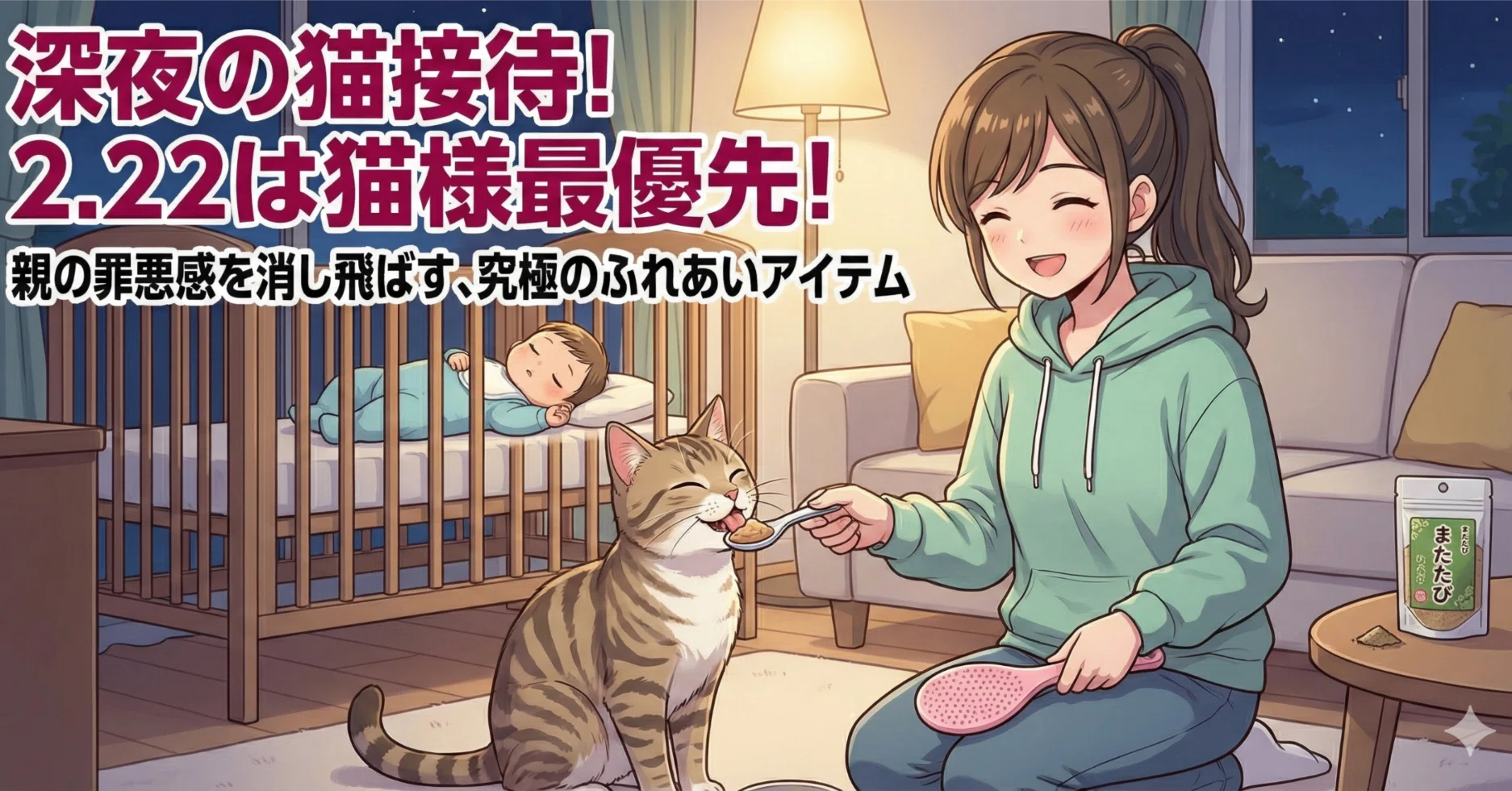 深夜の猫接待】「最近かまってくれない」と拗ねる愛猫へ。親の