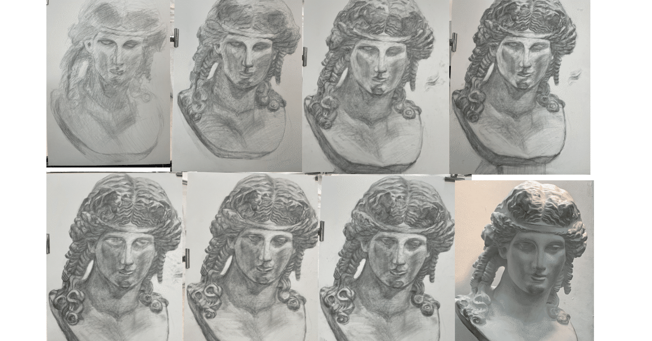 デッサン教室⑱アリアスの胸像その7｜フク