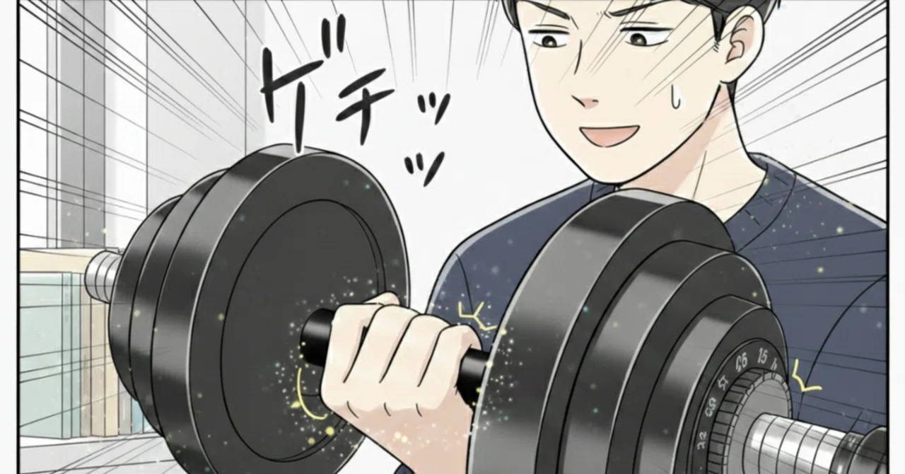 グリップを回すだけ。可変式ダンベルでの筋トレが神だった話【AI漫画