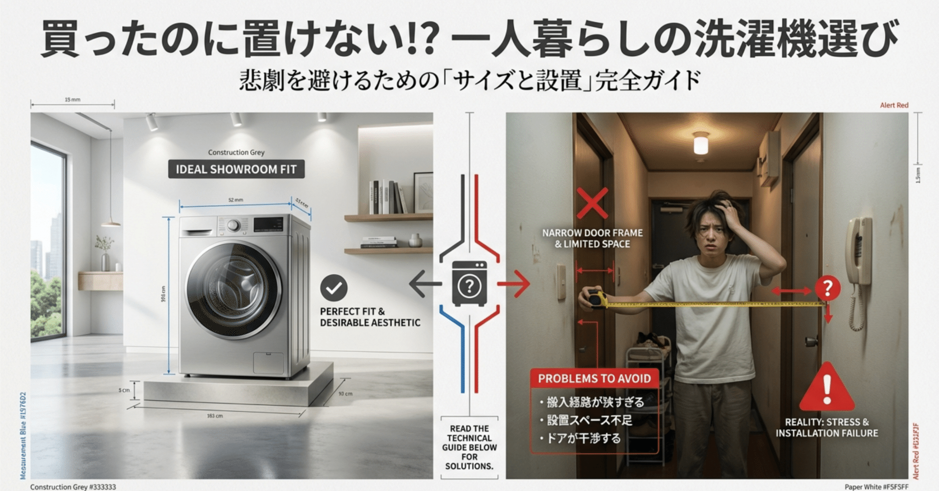 買ったのに置けない!?一人暮らし向け洗濯機のサイズと防水パンの測り方