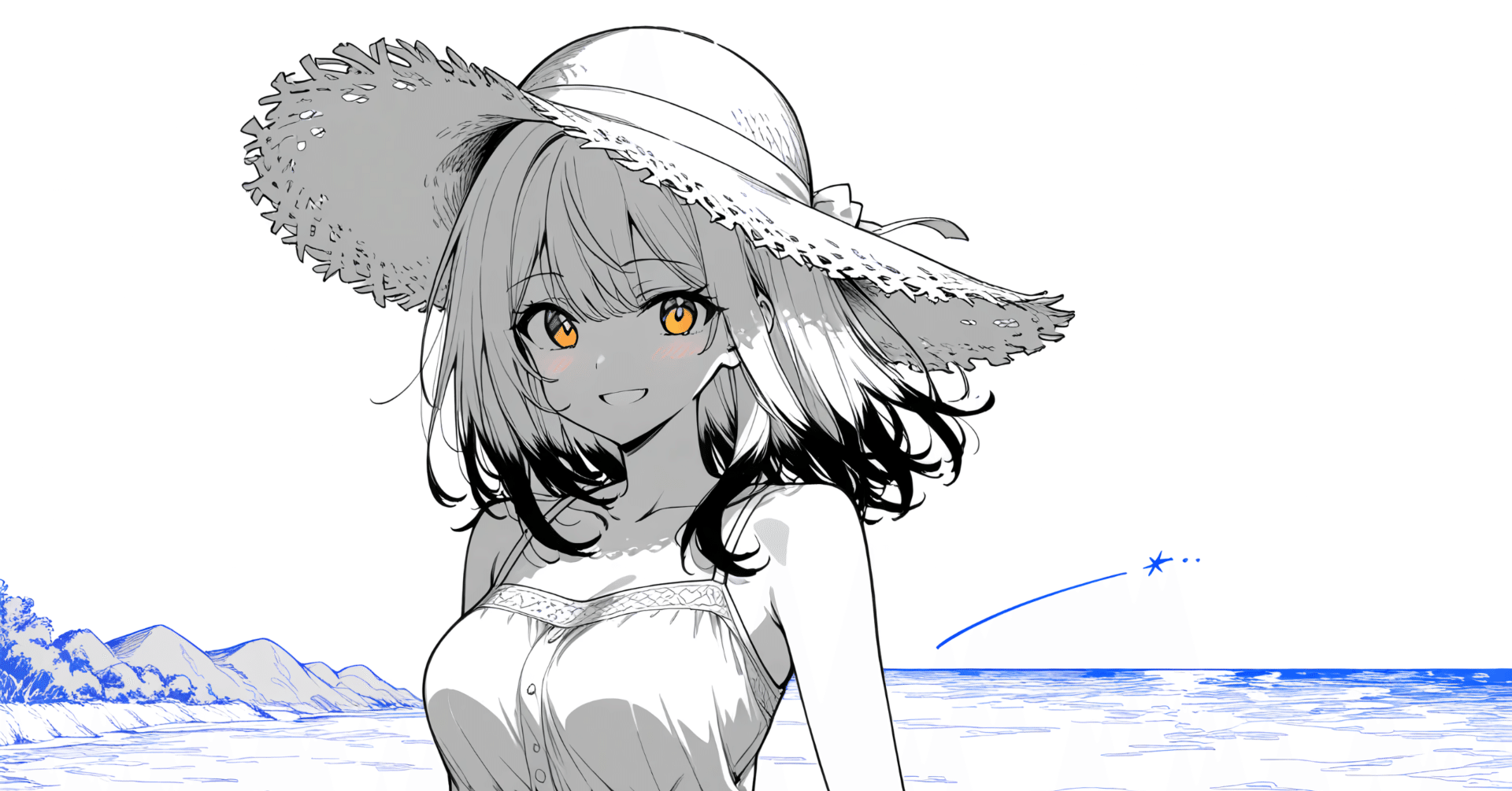 帽子｜線画AIイラスト｜とらまる