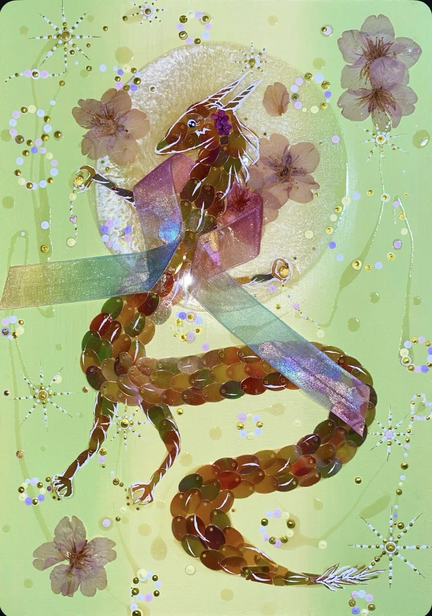 開運絵画 ❀龍渦桜陰陽精霊の舞❀ 【公式通販】