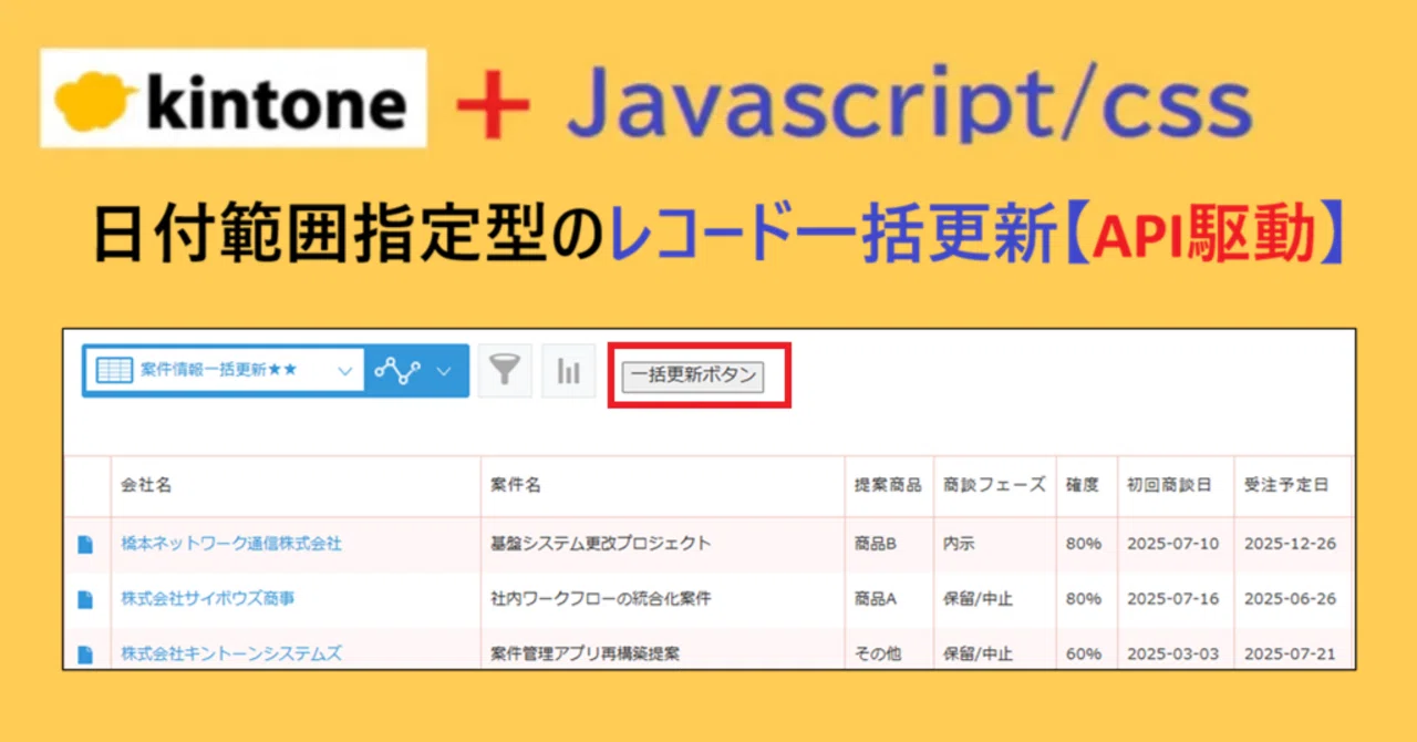 日付範囲指定型のレコード一括更新（API駆動）｜アプリ活用研究会