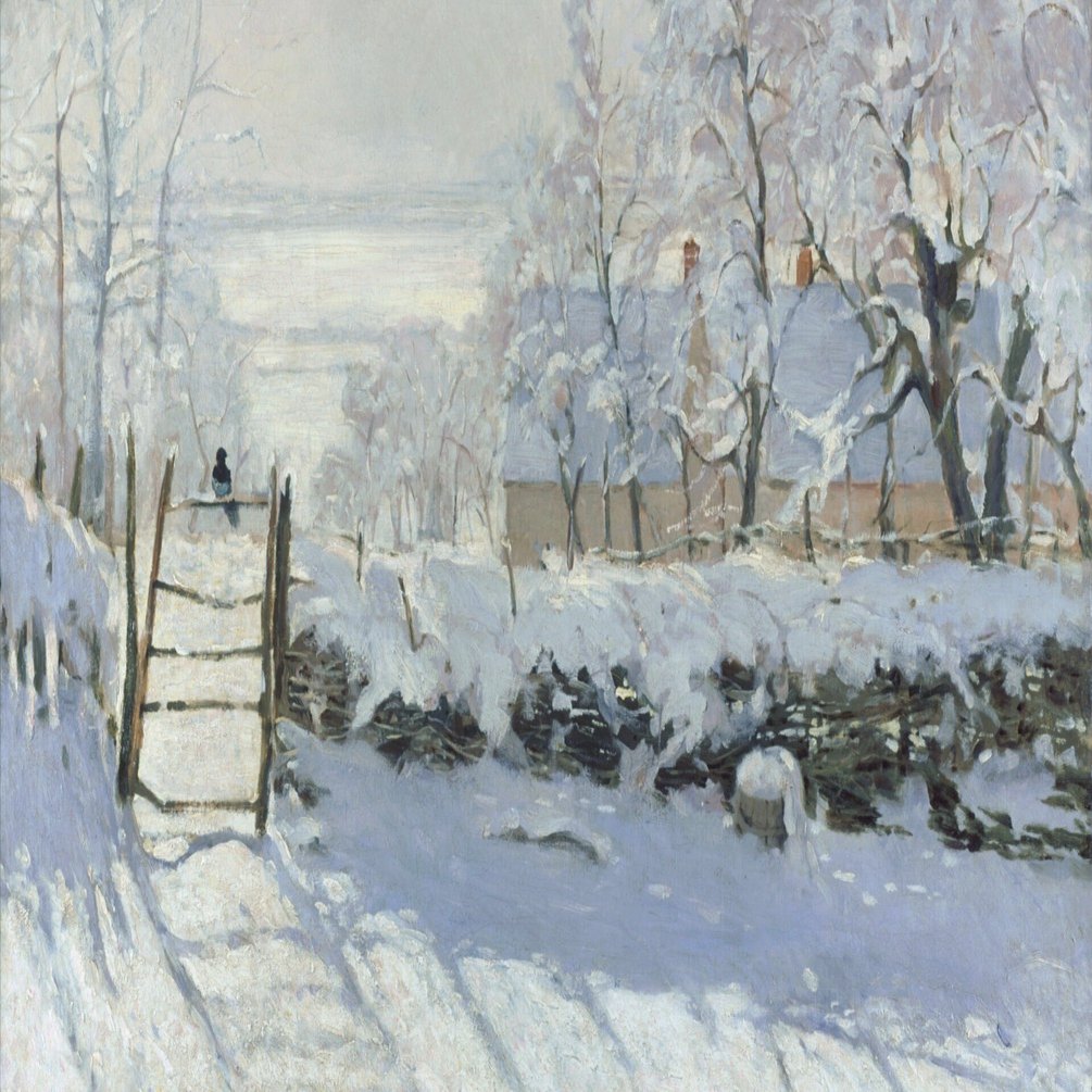 雪は「白」だけじゃないのだ！モネ『かささぎ』。世界を驚かせた「青い