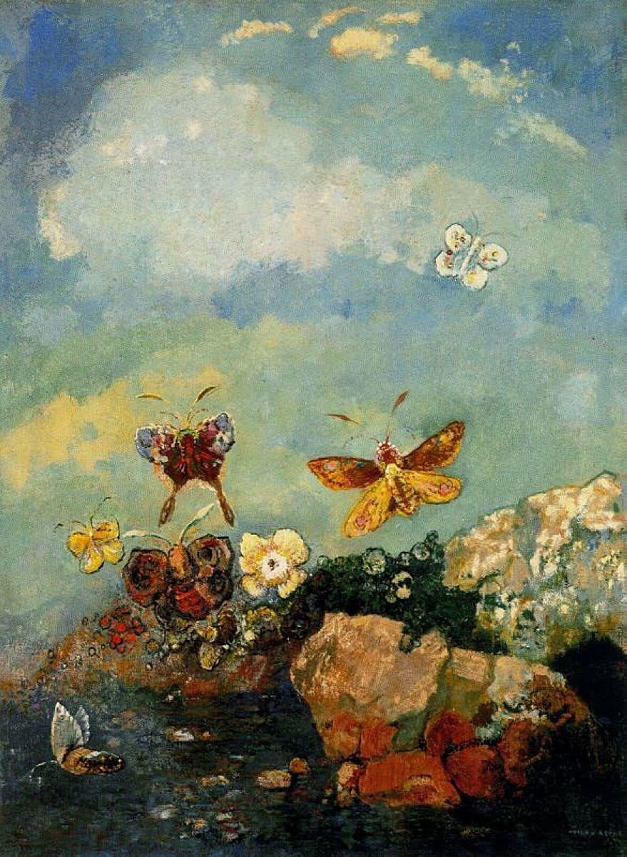 絵画 蝶々と花の絵です テクスチャーアート アクリル画 現代アート 花の絵 蝶々 原画
