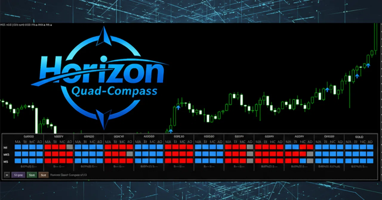 Horizon Quad Compass Trend Monitor Mt5｜4指標×3TF×最大12通貨を一目で監視｜kotoha