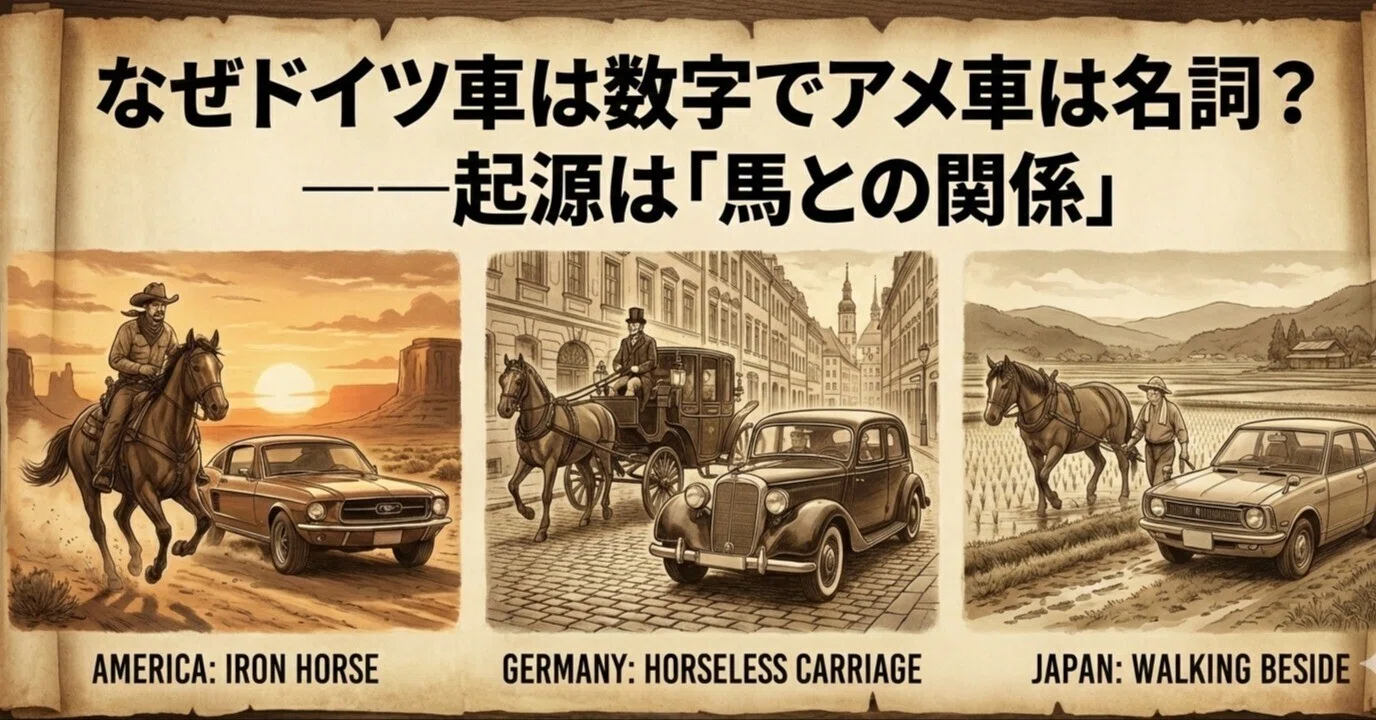 車名の謎。なぜドイツ車は数字でアメ車は名詞？起源は「馬との関係