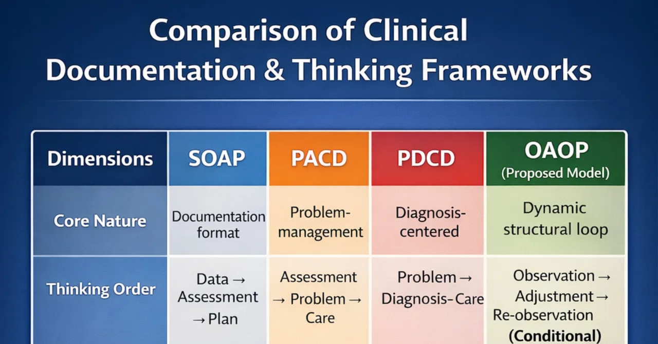 Comparison of Clinical Documentation & Thinking Frameworks｜Yoshiya Somura