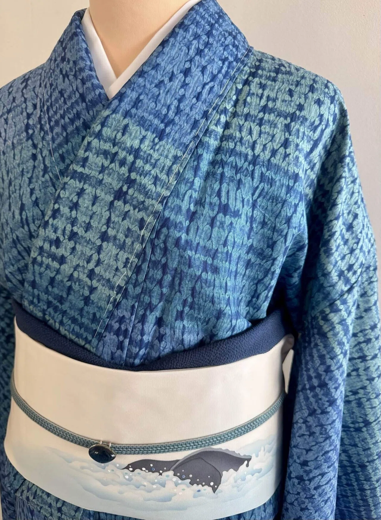 天然泥藍染め絞り着物｜夢吉きもの