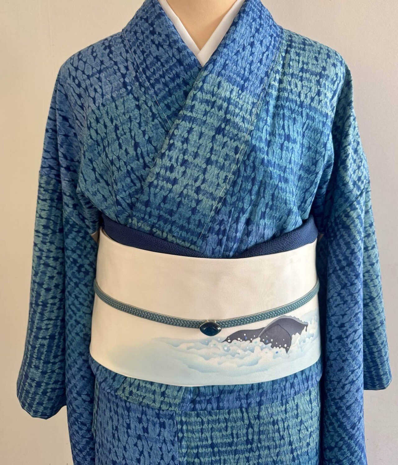 天然泥藍染め絞り着物｜夢吉きもの