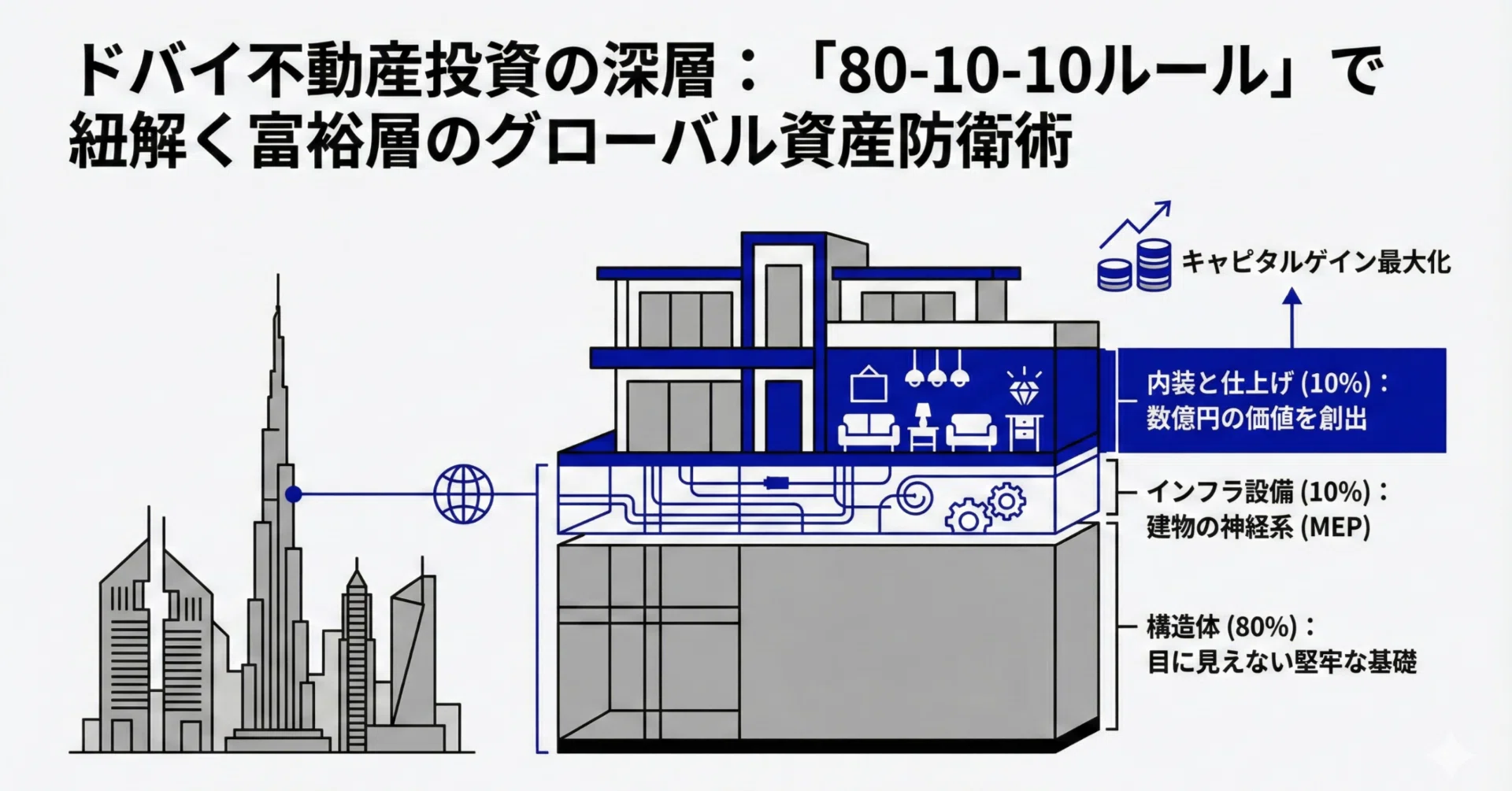 ドバイ不動産投資の深層：「80-10-10ルール」で紐解く富裕層の