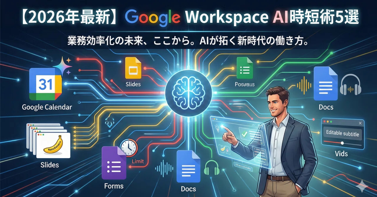 【2026年最新】Google WorkspaceのAI神機能5選！劇的に変わる時短・業務効率化術｜ナオヤ@AIヲタク