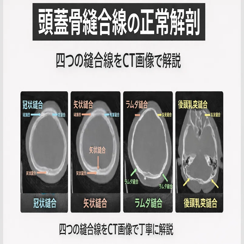 頭部CTにおける頭蓋骨縫合線の正常解剖｜とっとこ画像診断太郎
