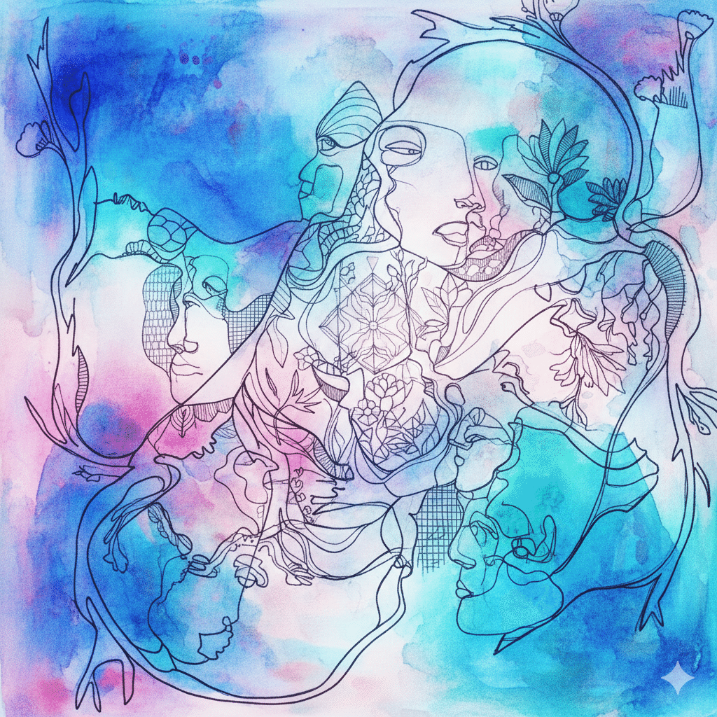 自分の描いた線画をAIでマージして再構成してみた。この感覚は横尾忠則