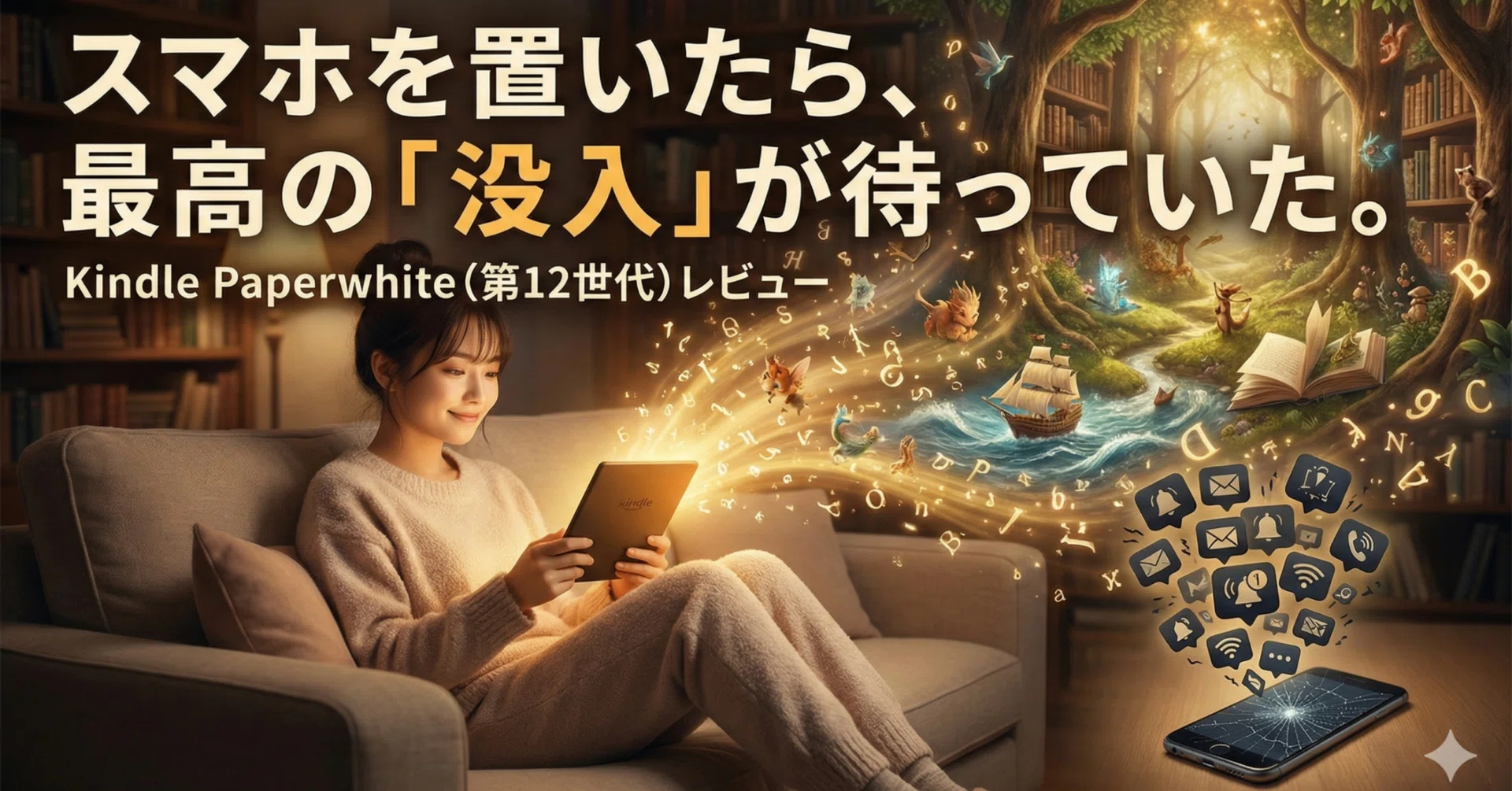 漫画で読む、スマホ依存の私が、新型Kindle Paperwhiteを手に取って