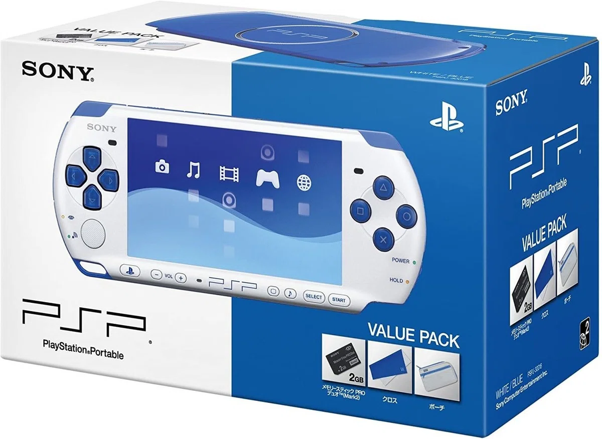 PSP-3000本体(ブルー) ／セット／FFソフト3点／電源ケーブル／ポーチ 高尚