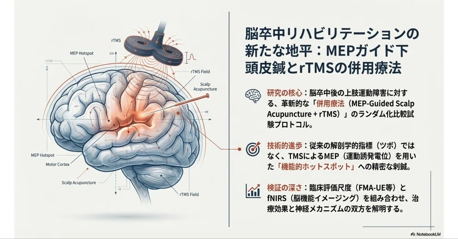 脳卒中リハビリテーション：反復経頭蓋磁気刺激（rTMS）＋MEP誘導型