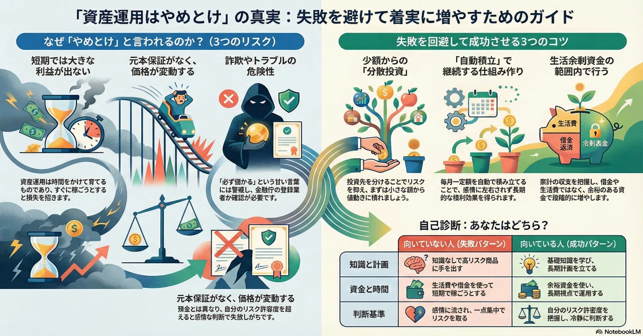 3分で読める】資産運用はやめとけの真相と成功させる5つのコツ