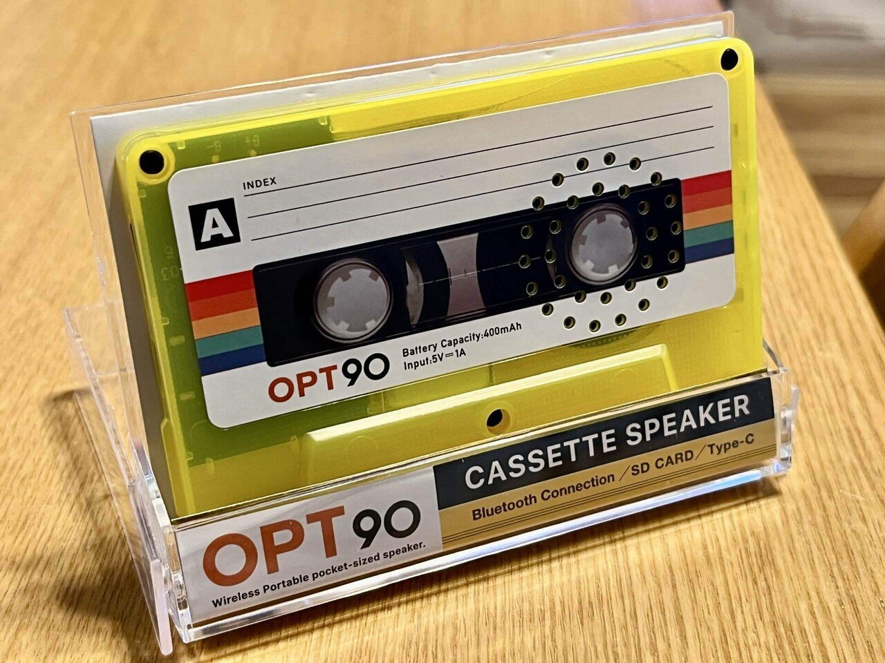 見た目も音もレトロ】 カセットテープ型ポータブルスピーカー OPT90