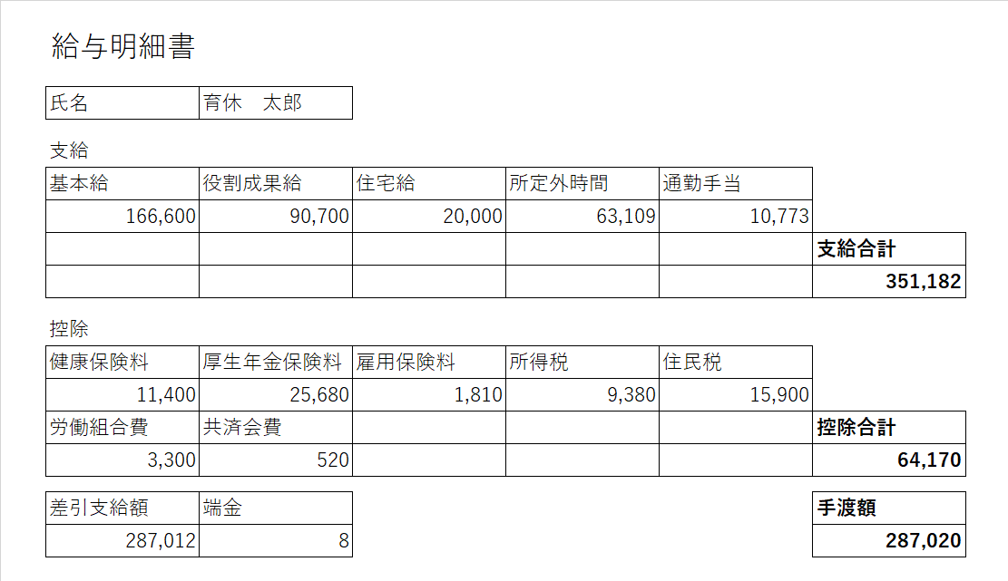 育休給与明細