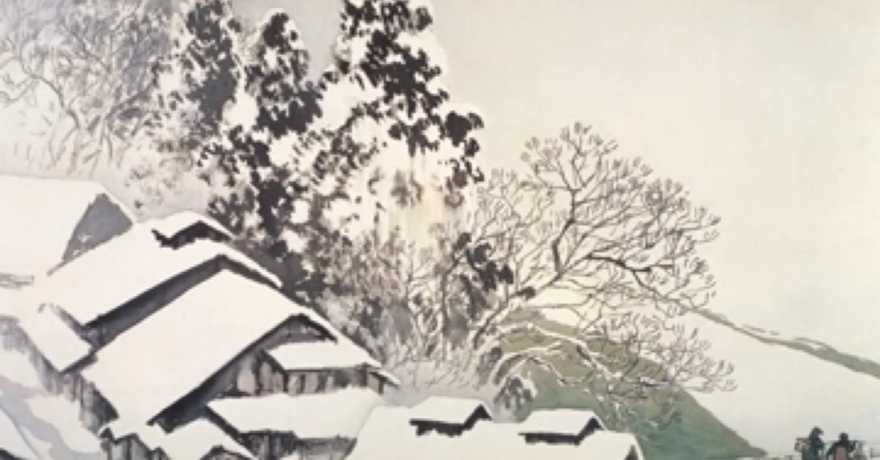 日本の良き風景。心温まる❤️_#川合玉堂_#古駅雪後｜クボジュン
