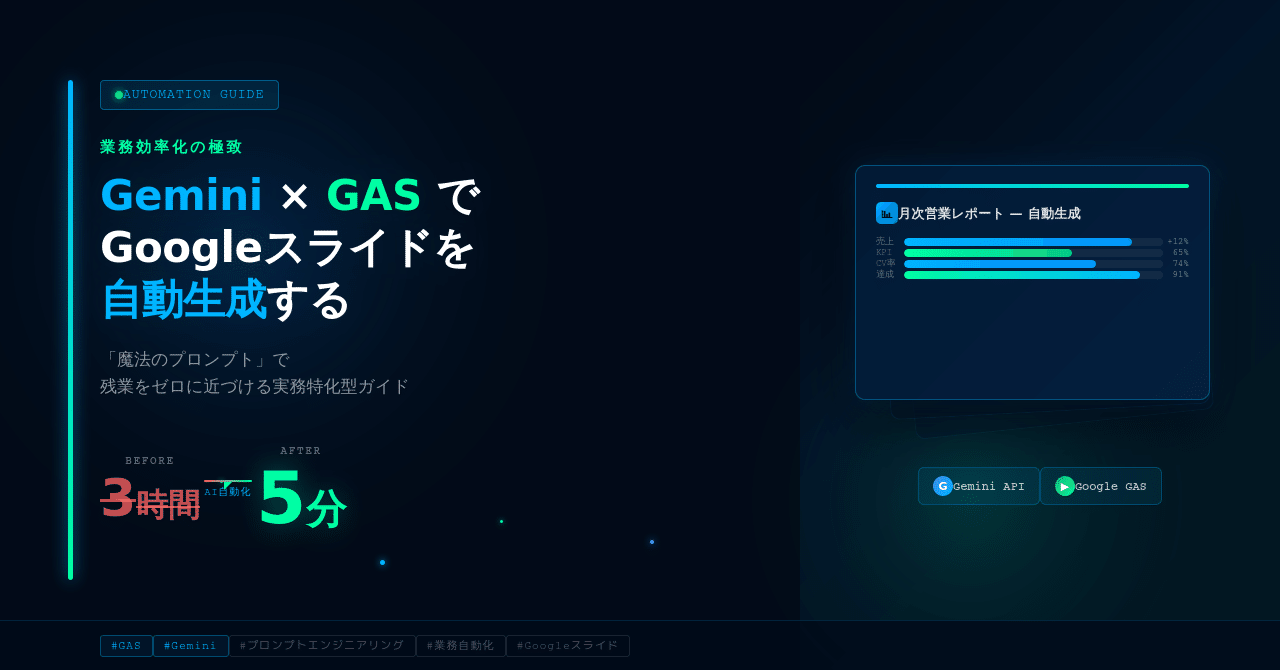 業務効率化の極致】Gemini×GASでGoogleスライドを自動生成する「魔法の