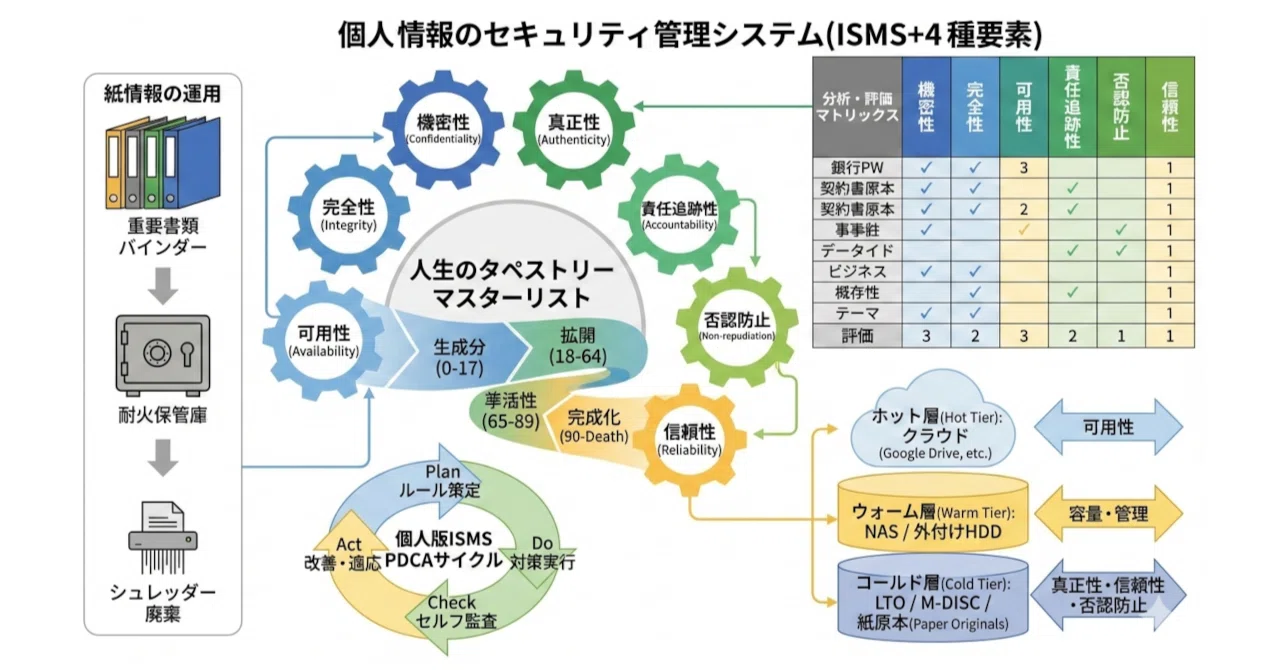 個人情報資産のISMS7要素マトリックス「電子・紙情報の分析評価＆管理