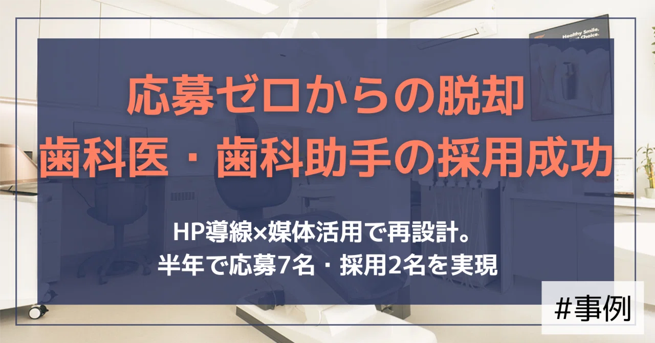 【支援事例】北陸×歯科クリニック｜応募ゼロ→半年で応募7・採用2。採用工数を抑えた「応募が集まる仕組み」づくり｜（公式）株式会社スケッチ