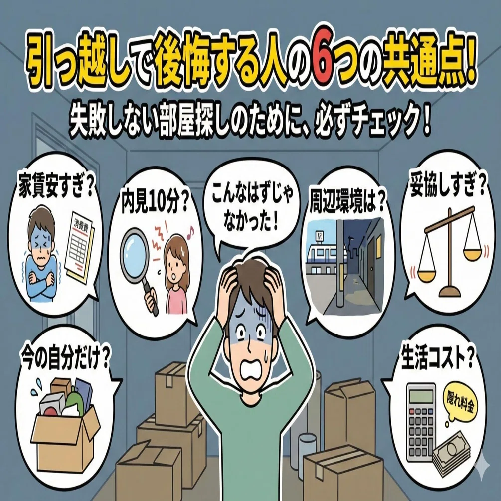 引っ越しで後悔する人の6つの共通点！失敗しない部屋探しのために 