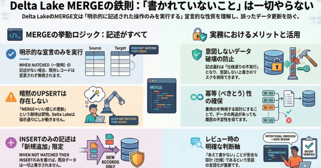 MERGE は「書かれていないこと」は一切やらない ~ Databricks認定データエンジニアプロフェッショナル ~｜Mellow Launch