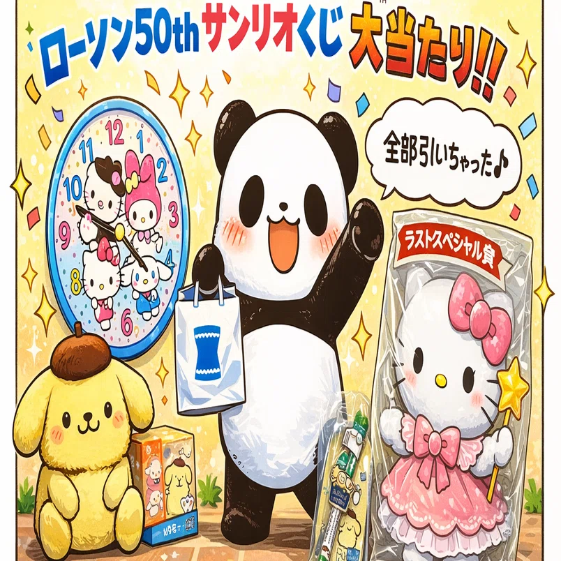 ついに神引き！？ローソン50thサンリオくじで大勝利した話｜ぱんぷきん