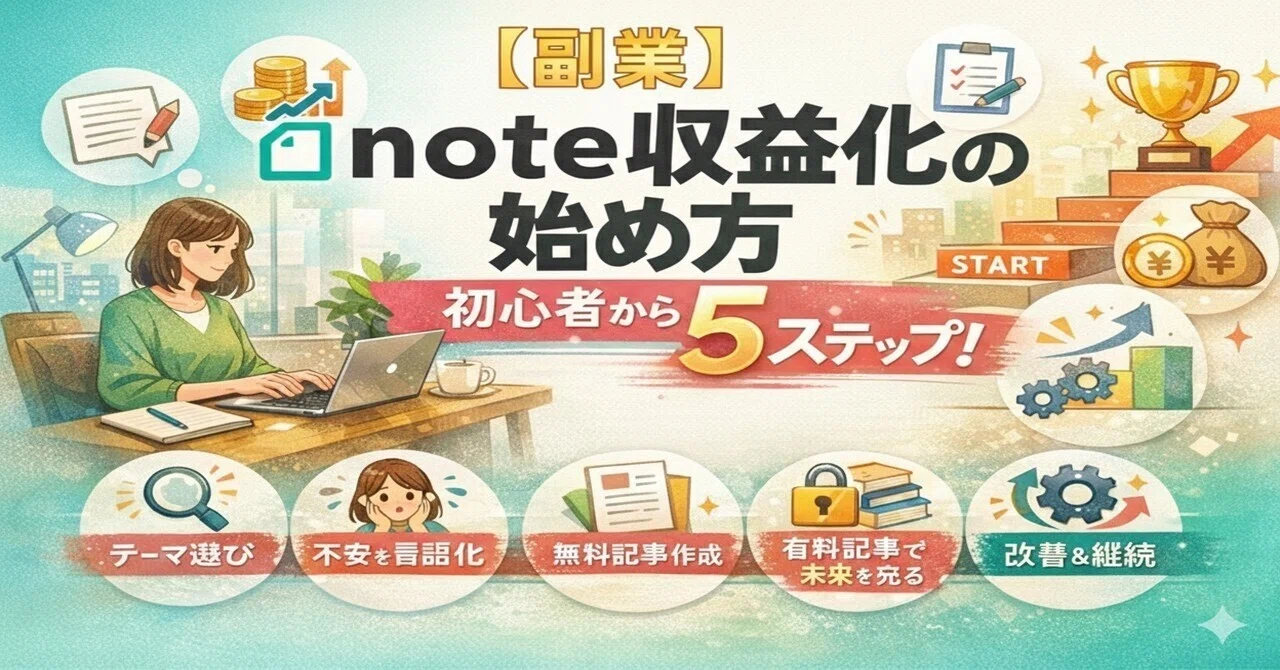 note収益化|最初の1円を稼ぐ方法【副業初心者向け】ゼロからの5ステップ|重吉陽一郎〔詩を書く人〕
